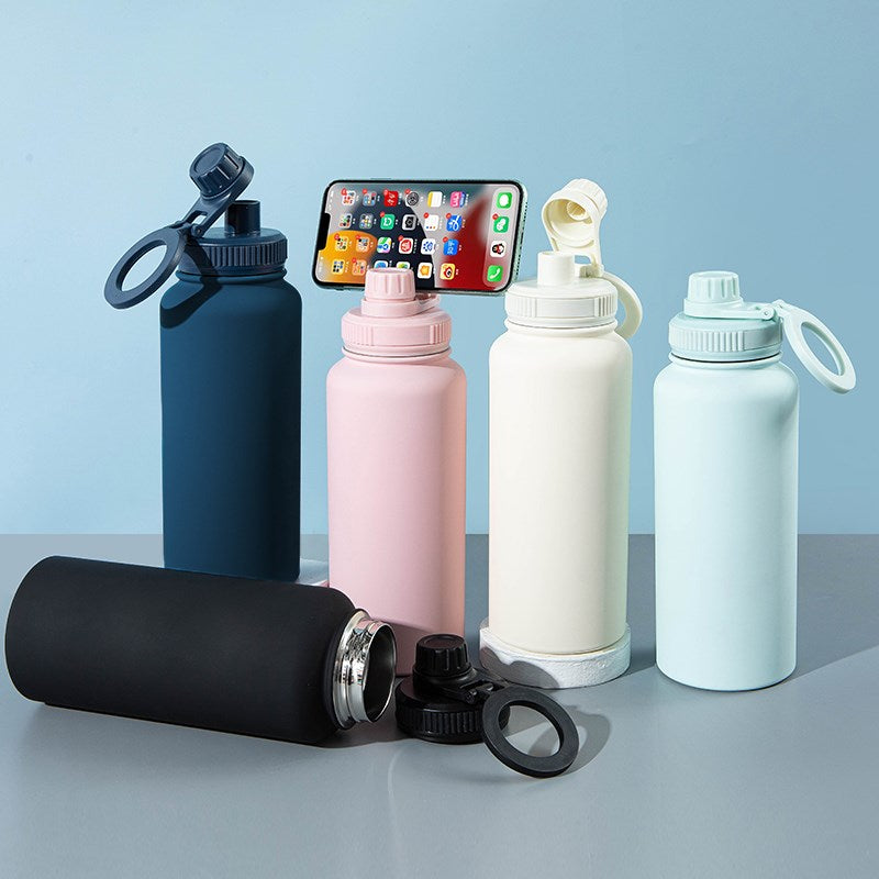 Stainless Steel Insulated Bottle with Magnetic Phone Holder - Navy | Full House Lebanon