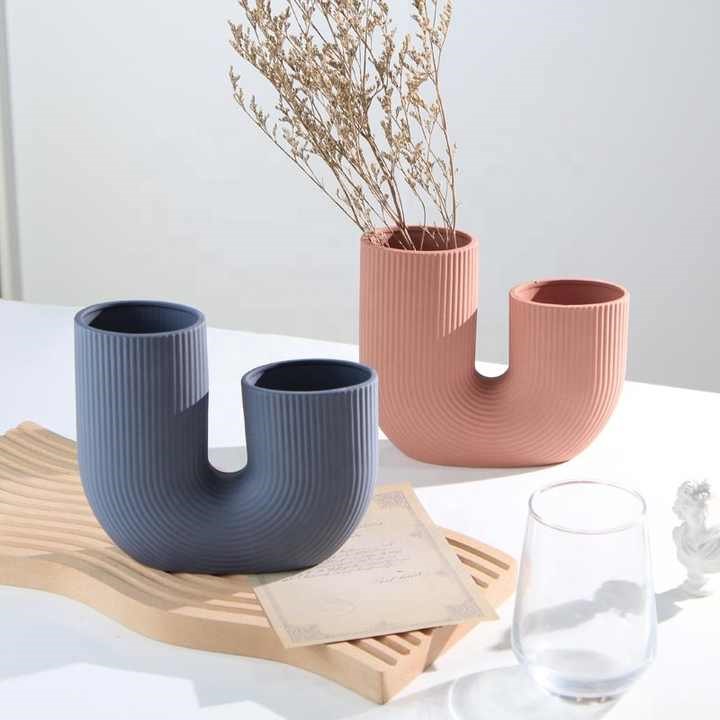 U-Shaped Ceramic Vase - Small, Yellow | Full House Lebanon