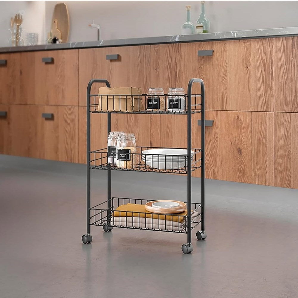 3 Tier Metal Storage Cart - Black | Full House Lebanon