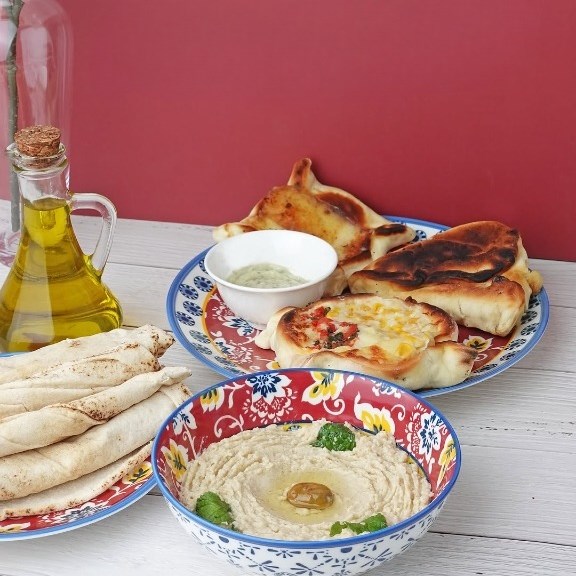 Red Patterned Dessert Plate & Bowl - Snacks Bowl | Full House Lebanon