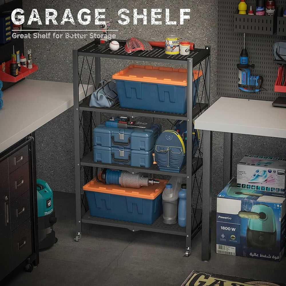 Foldable Multi-purpose Metal Shelving Units with Wheels | Full House Lebanon