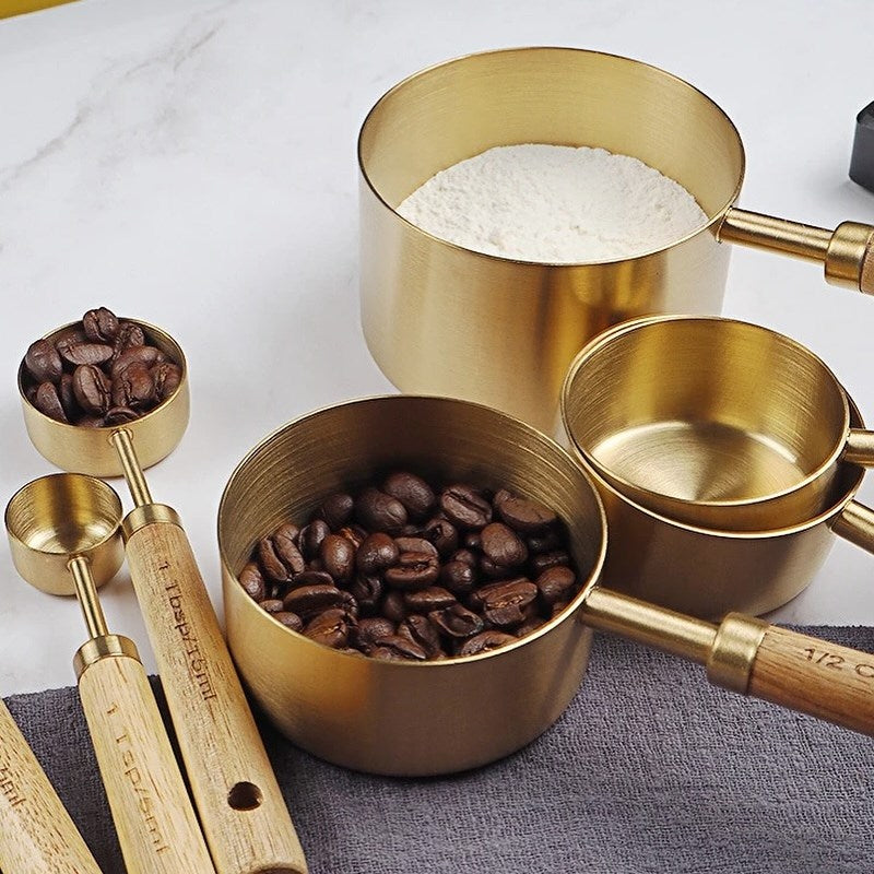Gold Measuring Cups & Spoons Set (4 Pcs) | Full House Lebanon