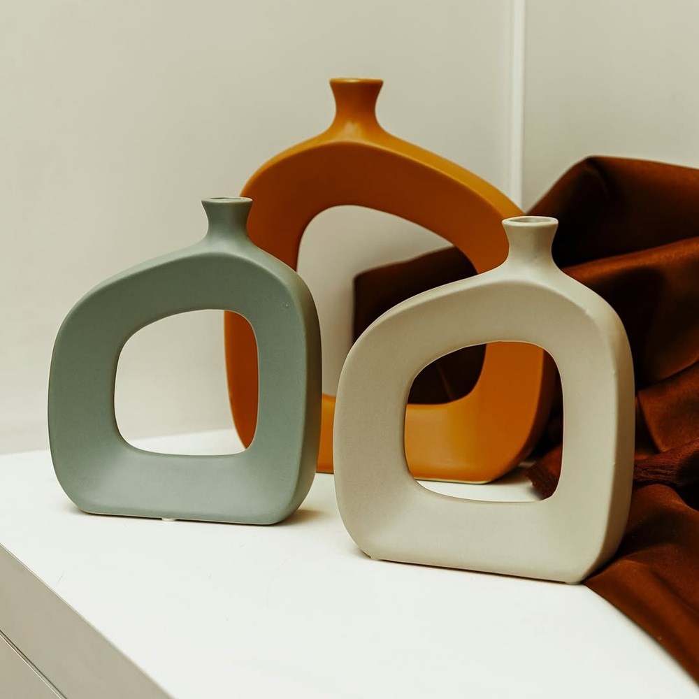 Modern Hollow Ceramic Vase - Small, White | Full House Lebanon