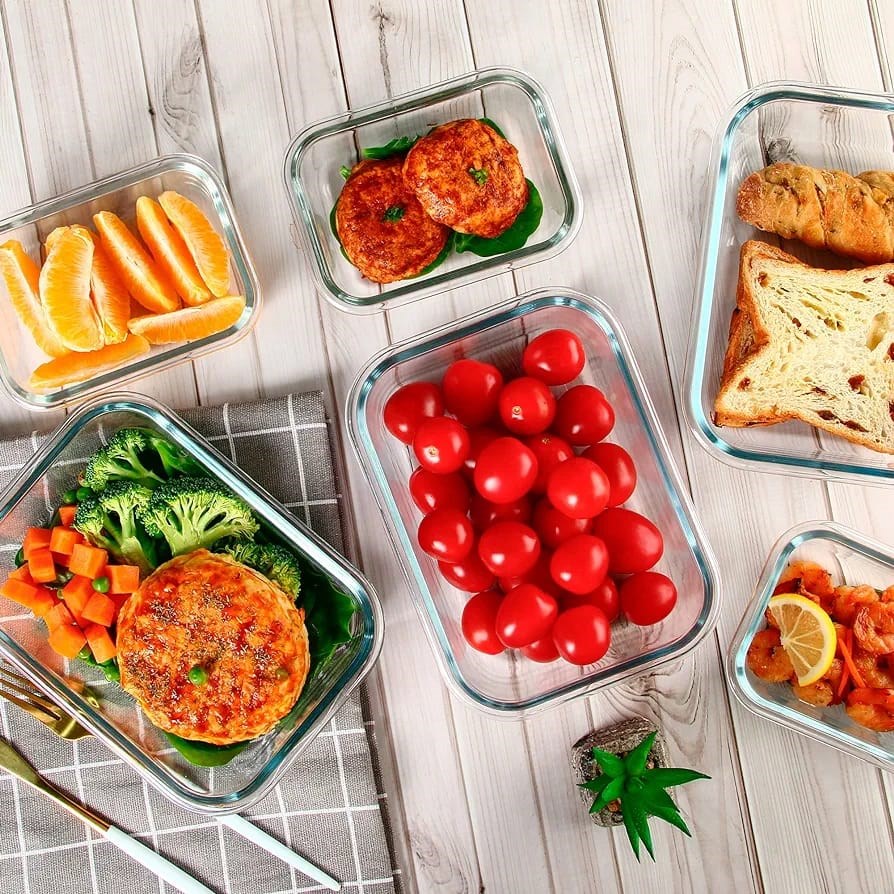 Lav Rectangular Glass Food Container - 800cc, Grey | Full House Lebanon