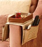 Felt Style Organizer with Leather Stipe - Beige | Full House Lebanon