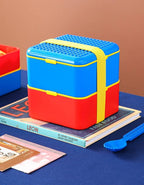 2-tiers Super Fun Lunch Boxes with a Spoon/Fork