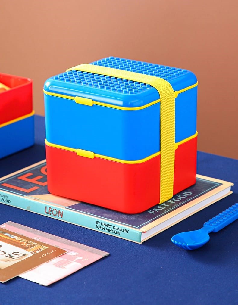 2-tiers Super Fun Lunch Boxes with a Spoon/Fork