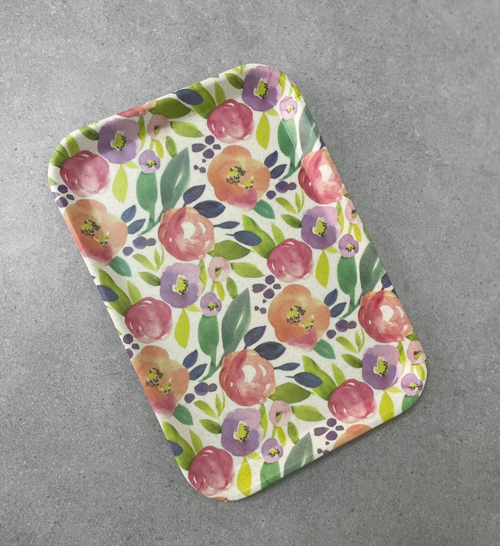 Floral Bamboo Fiber Tray - Round | Full House Lebanon