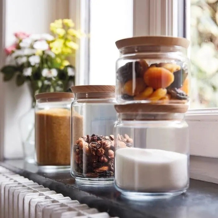 Luminarc Pure Glass Jar with Wooden Lid - 0.5 L | Full House Lebanon