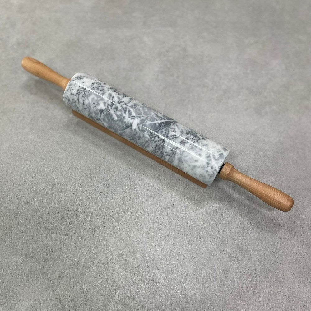 Marble Rolling Pins with a Wooden Base - Small, Light Grey | Full House Lebanon