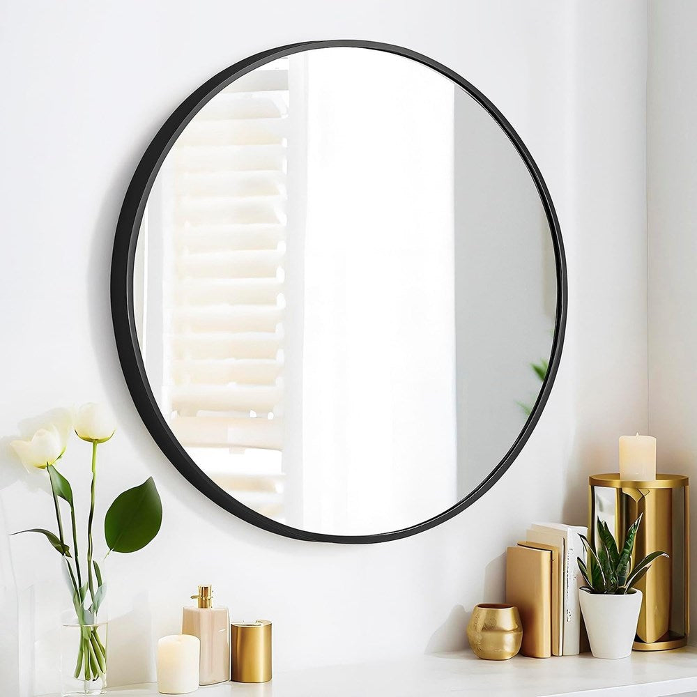 Round Wall Mounted Mirror - Black | Full House Lebanon