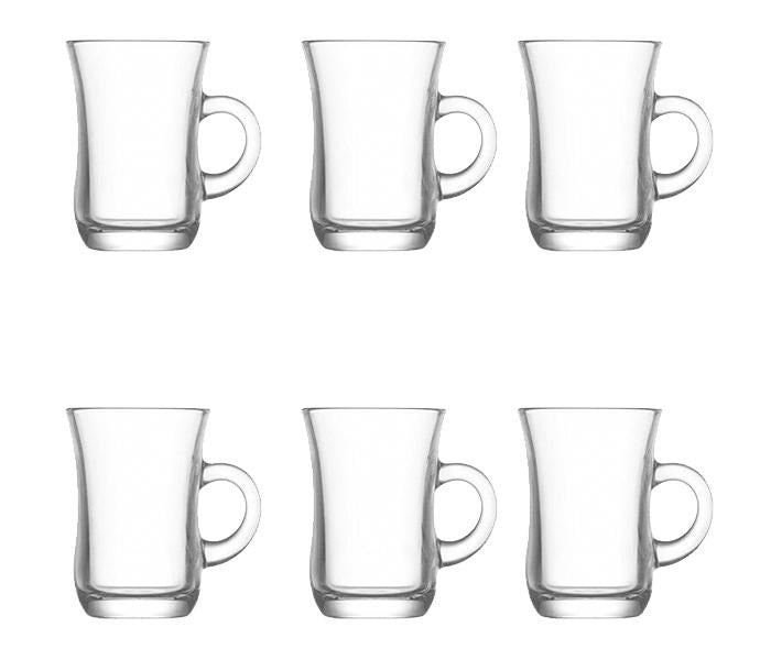 Lav Glass Tea Cup with Handle (6 Pcs) | Full House Lebanon