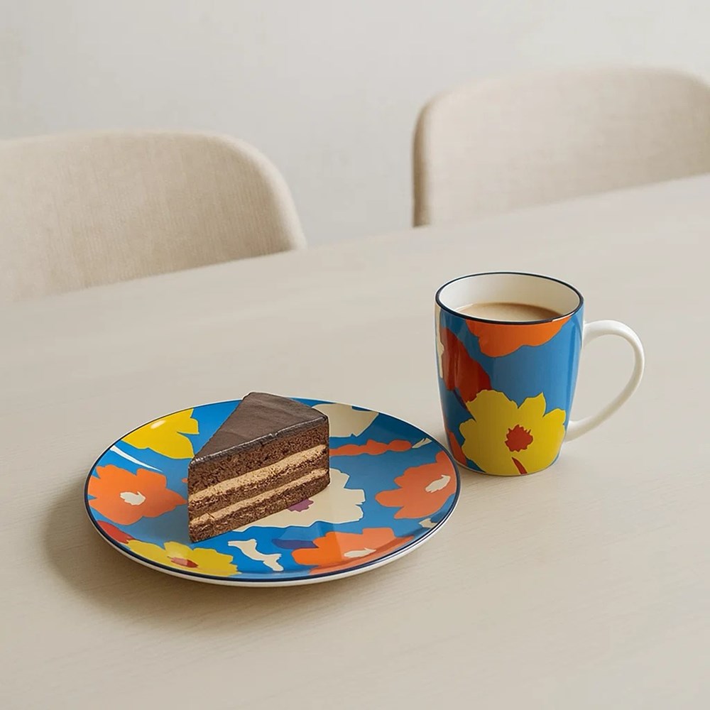 Floral Porcelain Dessert Plate & Mug | Full House Lebanon