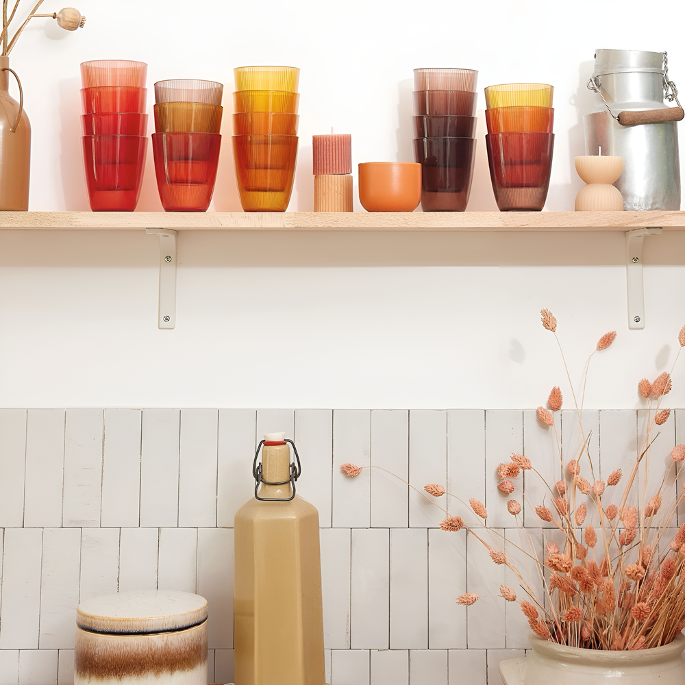 Luminarc Concepto Stripy Glass Cup - Red | Full House Lebanon