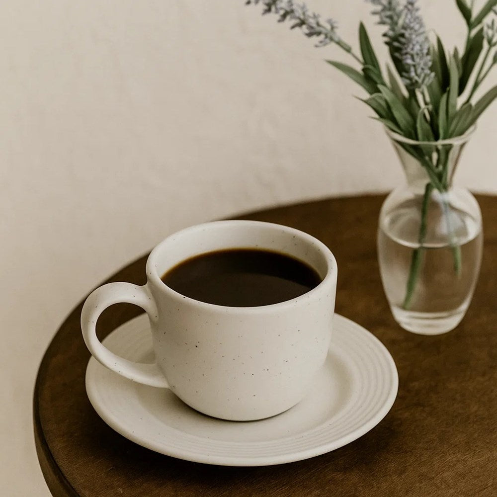 Doted Porcelain Coffee /Tea Cup Set (Half a Dozen) - Tea, Grey | Full House Lebanon
