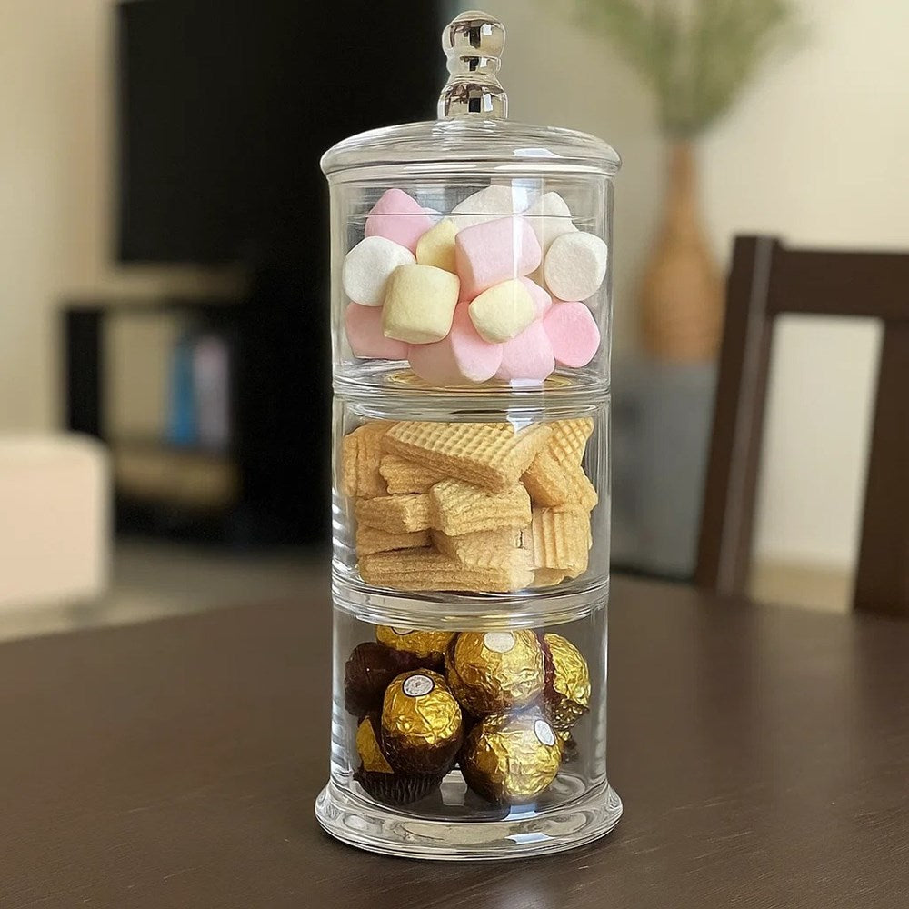3 Tier Glass Cookie Jar | Full House Lebanon