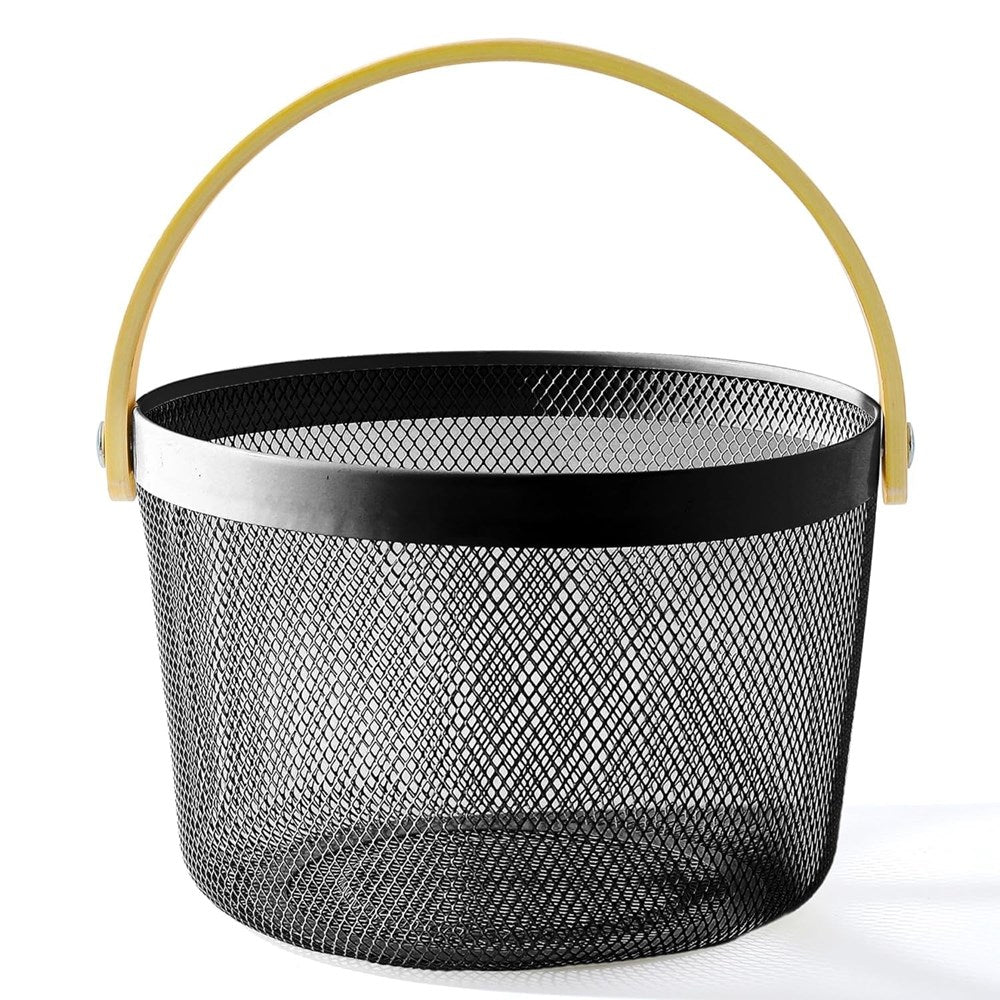 Round Metal Basket with Bamboo Handle | Full House Lebanon