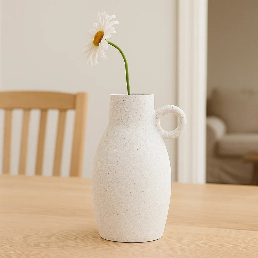 Minimalist Ceramic Ring-Handled Vase - Large, Peach | Full House Lebanon