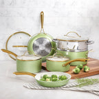 Non-stick Cookware Set (12 Pcs) - LightGreen | Full House Lebanon