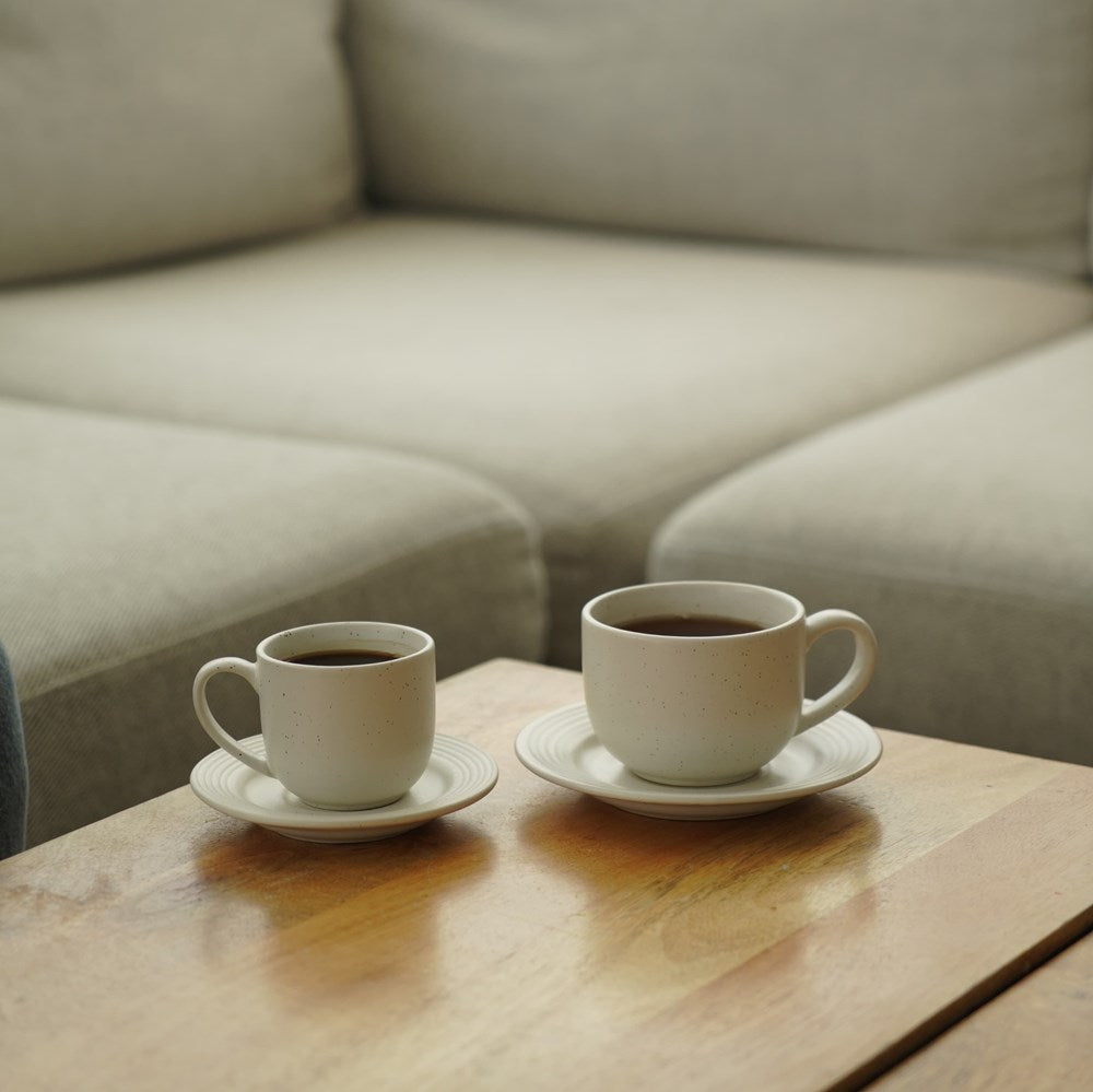 Doted Porcelain Coffee /Tea Cup Set (Half a Dozen) - Coffee, White | Full House Lebanon