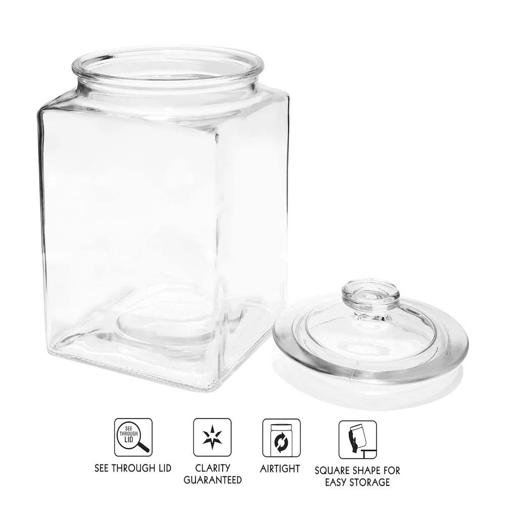 Square Base Glass Jar with Airtight Lid | Full House Lebanon
