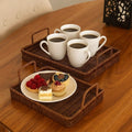 Rectangular Hand-Woven Rattan Serving Tray Set (3 Pcs ) | Full House Lebanon