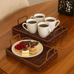Rectangular Hand-Woven Rattan Serving Tray Set (3 Pcs ) | Full House Lebanon