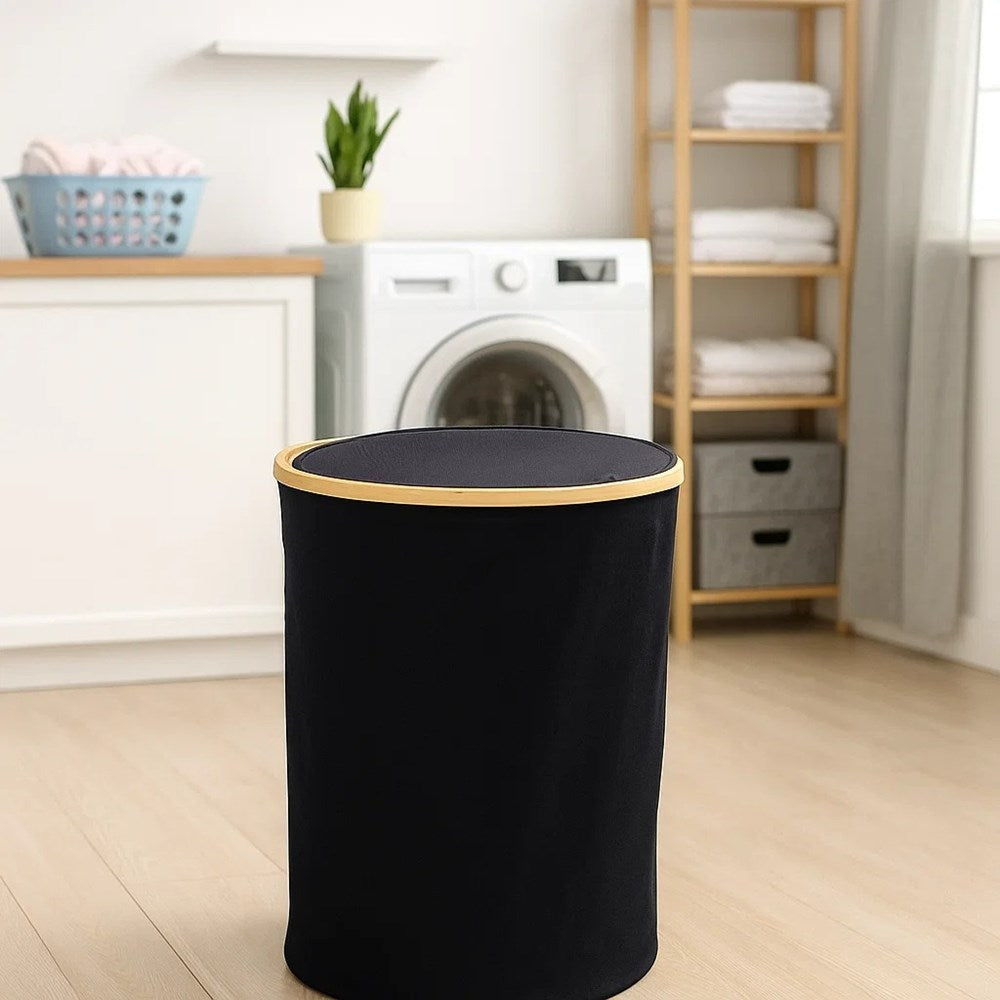 Fabric Laundry Basket with Bamboo Lid - Square | Full House Lebanon