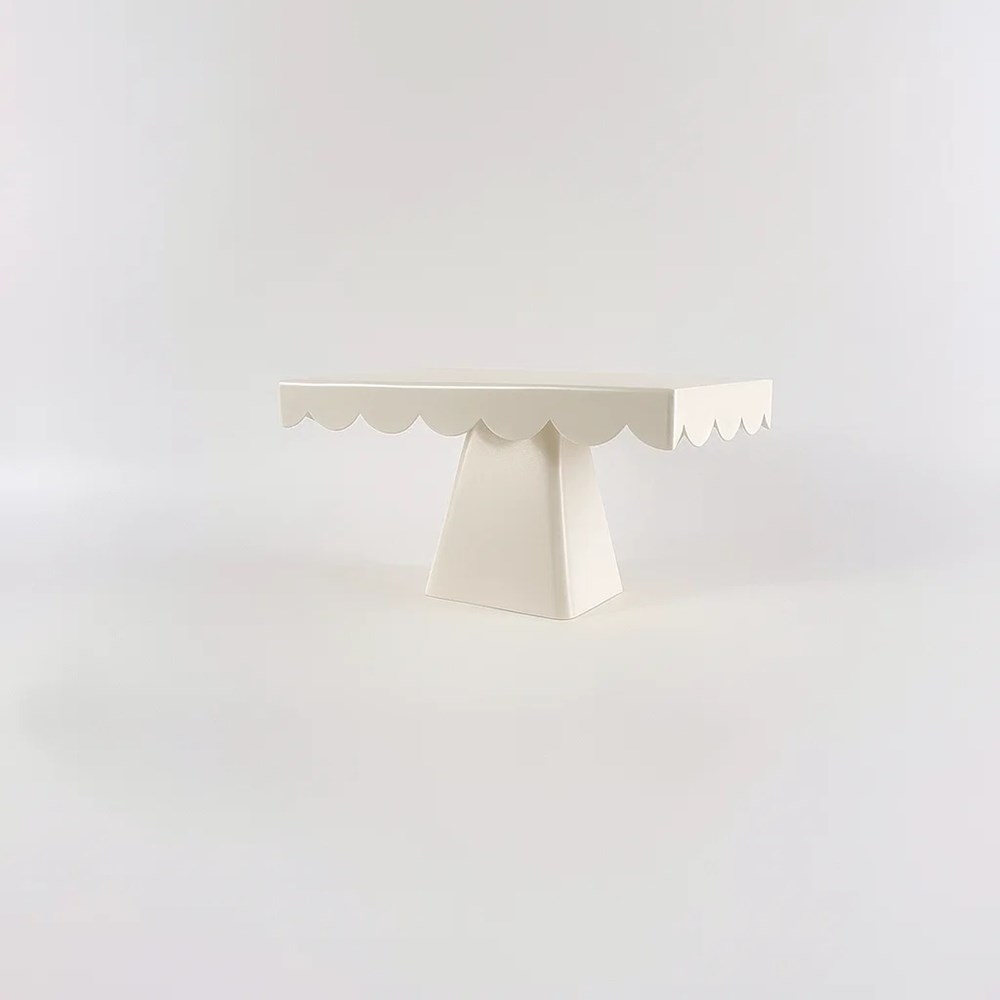 Rectangular Cake Stand with Scalloped Edge - Black | Full House Lebanon
