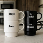 Stackable Porcelain Mug - Be Blessed, Black | Full House Lebanon
