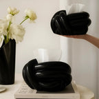 Modern Knot Design Tissue Box - Black | Full House Lebanon