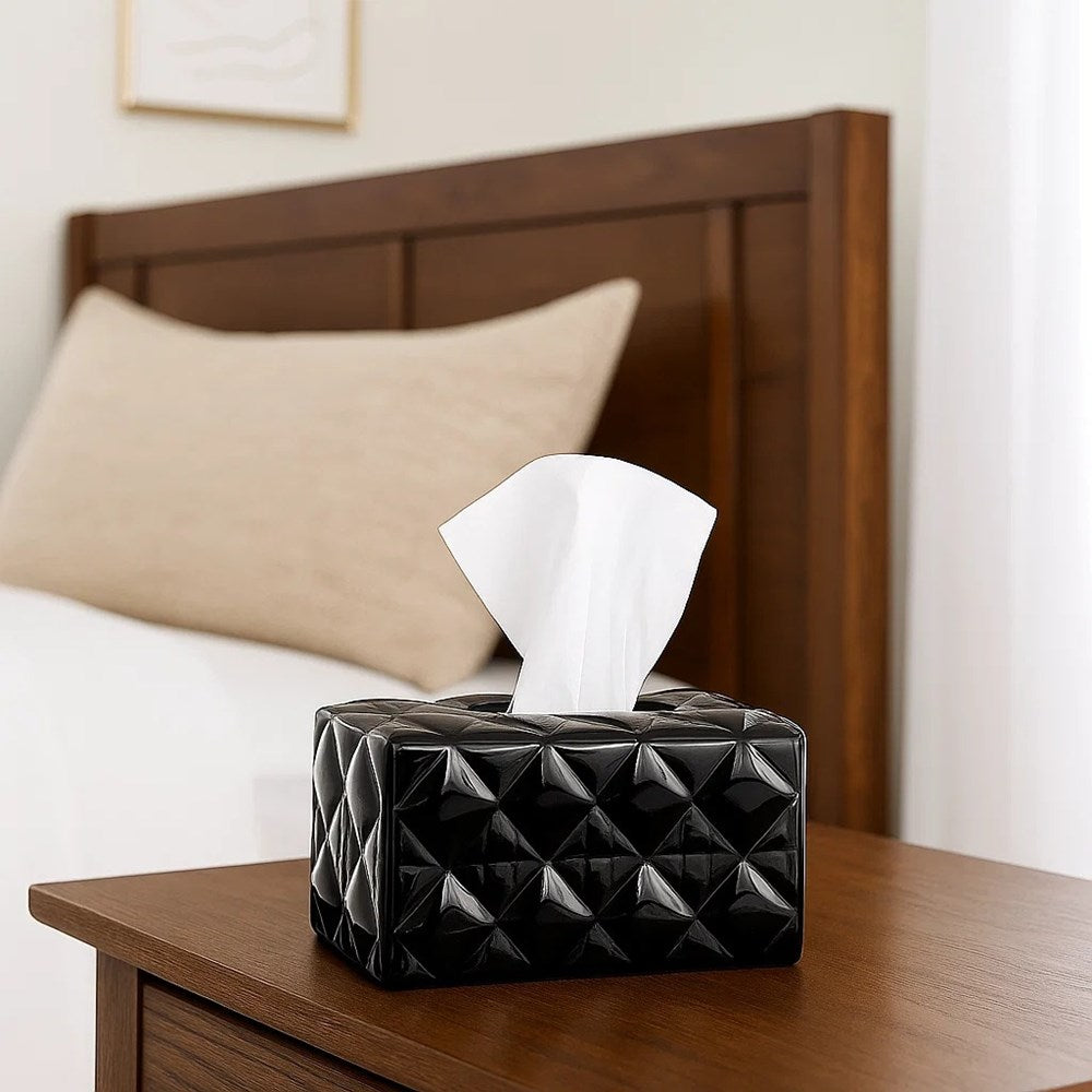 Geometric Ceramic Tissue Box - White | Full House Lebanon