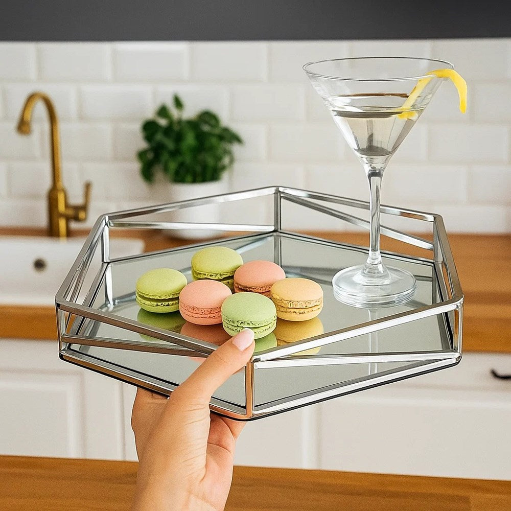 Octagonal Silver Decorative Tray | Full House Lebanon