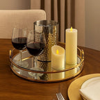 Gold Round Glass Mirror Tray - Large | Full House Lebanon
