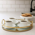Gold Round Glass Mirror Tray - Small | Full House Lebanon