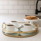 Gold Round Glass Mirror Tray - Small | Full House Lebanon