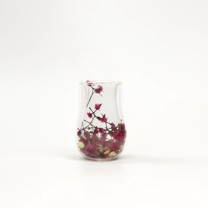 Double Wall Glass Cup with Dried Flowers | Full House Lebanon