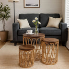 Rattan Nesting Coffee Table Set (3 Pcs) | Full House Lebanon