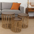 Rattan Nesting Coffee Table Set (3 Pcs) | Full House Lebanon