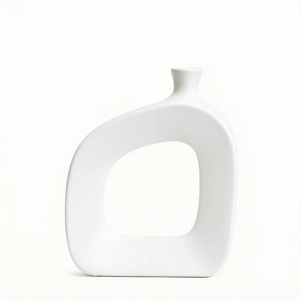 Modern Hollow Ceramic Vase - Large, White | Full House Lebanon