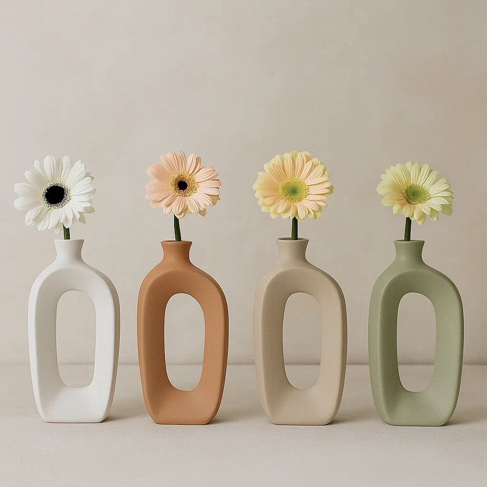 Minimalist Open-Frame Vase - Small, Light Brown | Full House Lebanon