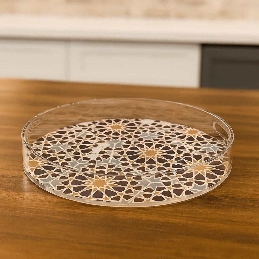 Round Acrylic Printed Serving Tray Set (2 Pcs) | Full House Lebanon