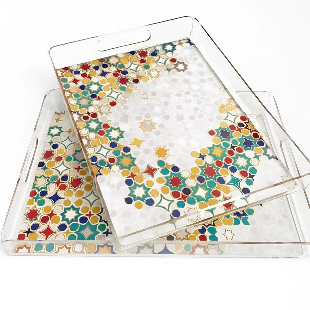 Rectangular Plastic Printed Serving Tay Set (2 Pcs) - 7 | Full House Lebanon