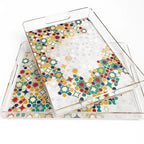 Rectangular Plastic Printed Serving Tay Set (2 Pcs) - 7 | Full House Lebanon