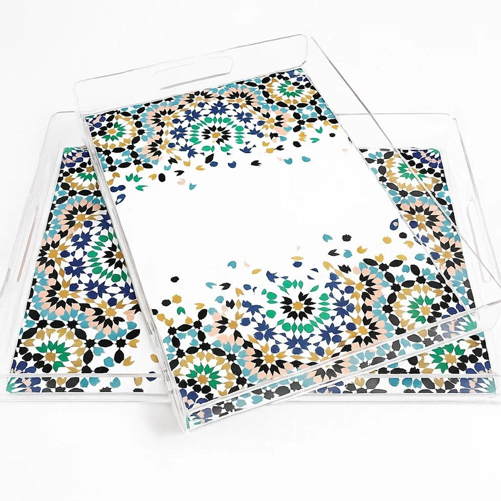 Rectangular Plastic Printed Serving Tay Set (2 Pcs) - 10 | Full House Lebanon