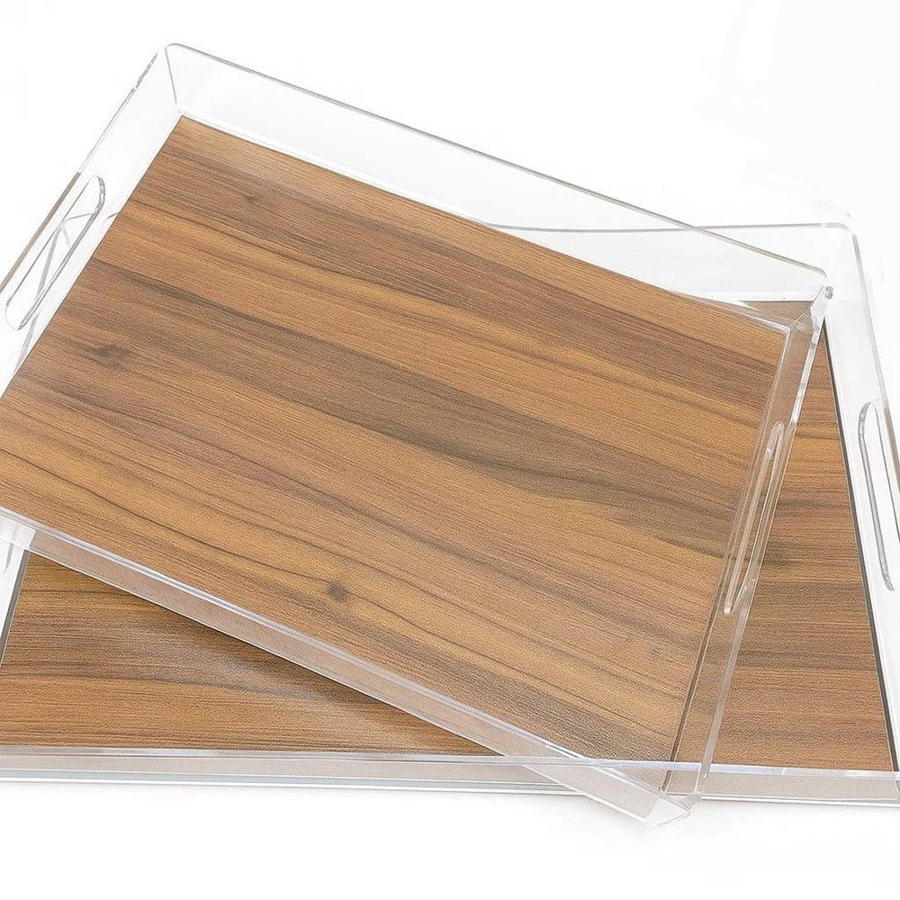 Rectangular Plastic Printed Serving Tay Set (2 Pcs) - 5 | Full House Lebanon