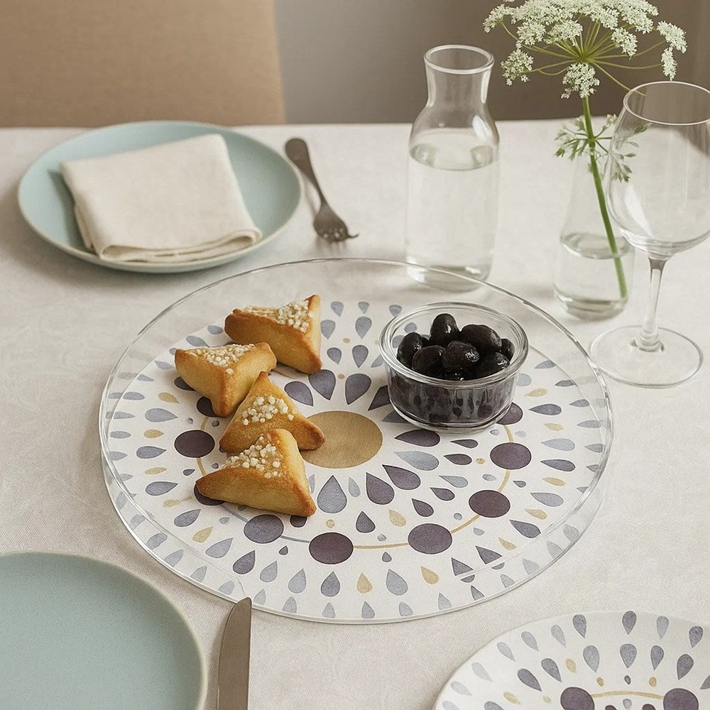 Round Acrylic Printed Serving Tray Set (2 Pcs) - 3 | Full House Lebanon