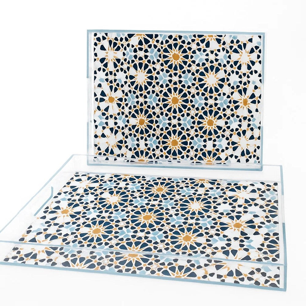 Rectangular Plastic Printed Serving Tay Set (2 Pcs) - 9 | Full House Lebanon