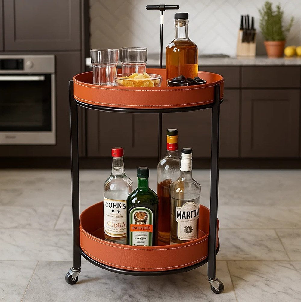 Leather Rolling Cart | Full House Lebanon