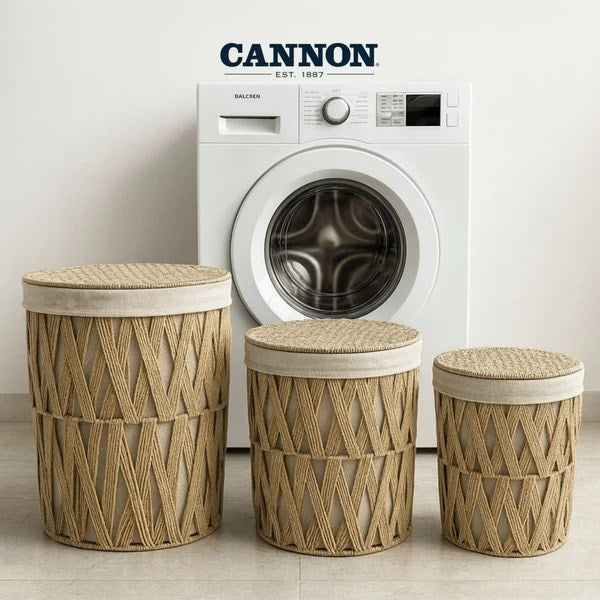 Cannon Woven Basket with Lid & Fabric Lining - Medium | Full House Lebanon